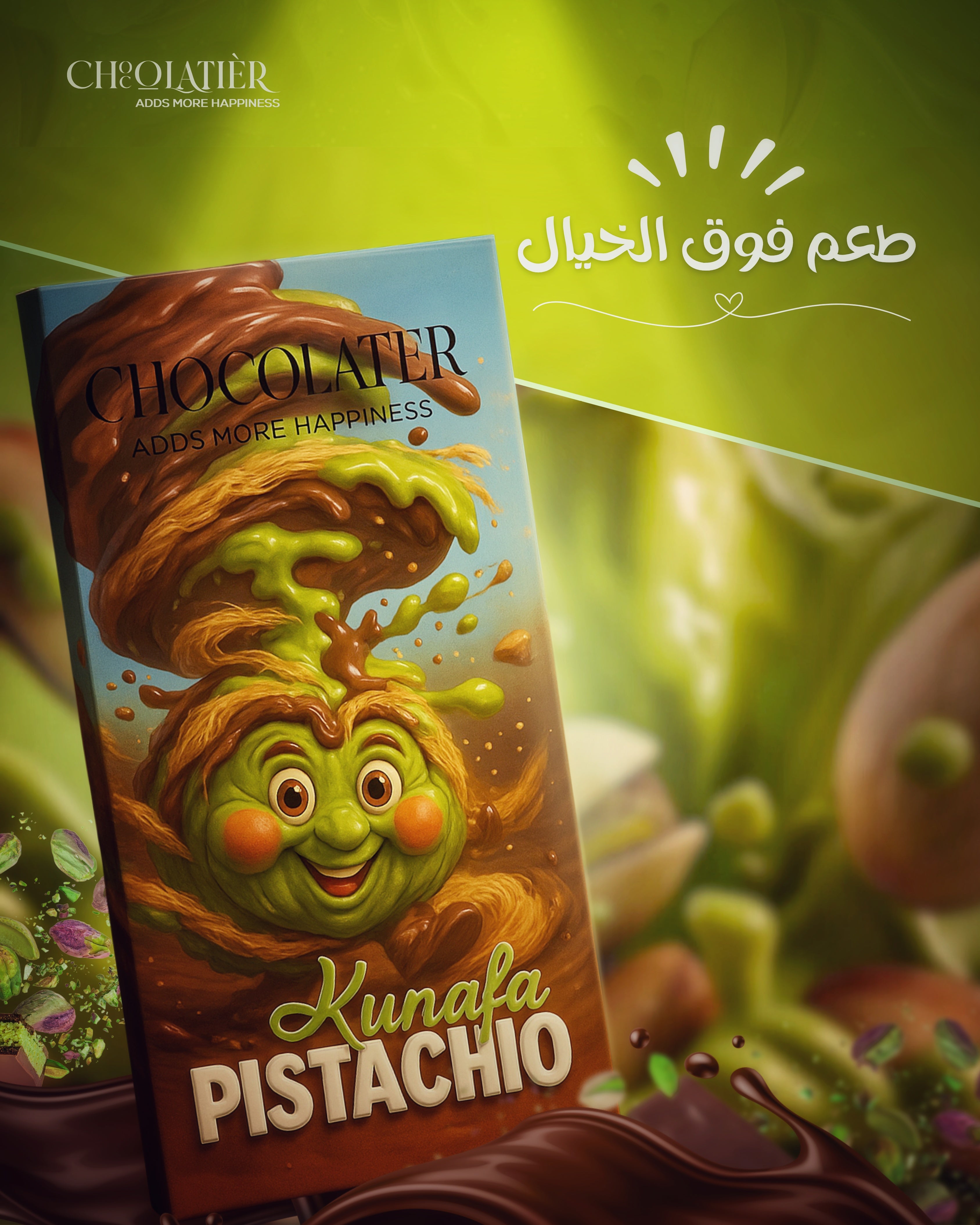 بار شوكلت كنافة بالفستق 